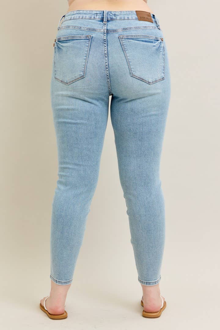 PLUS Mid Rise Tummy Control Vintage Wash Skinny