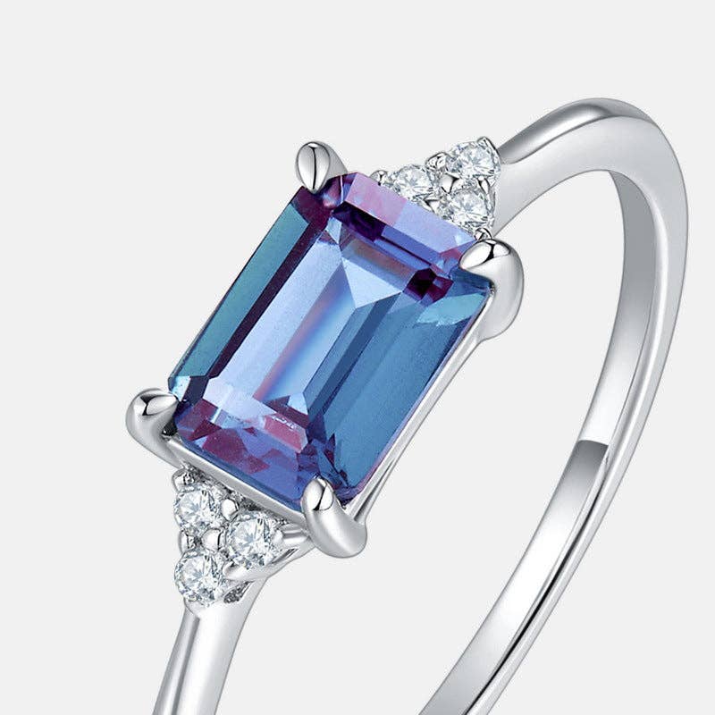 Emerald Cut Alexandrite Ring - Sterling Silver, Size 7, photo 3 of 3