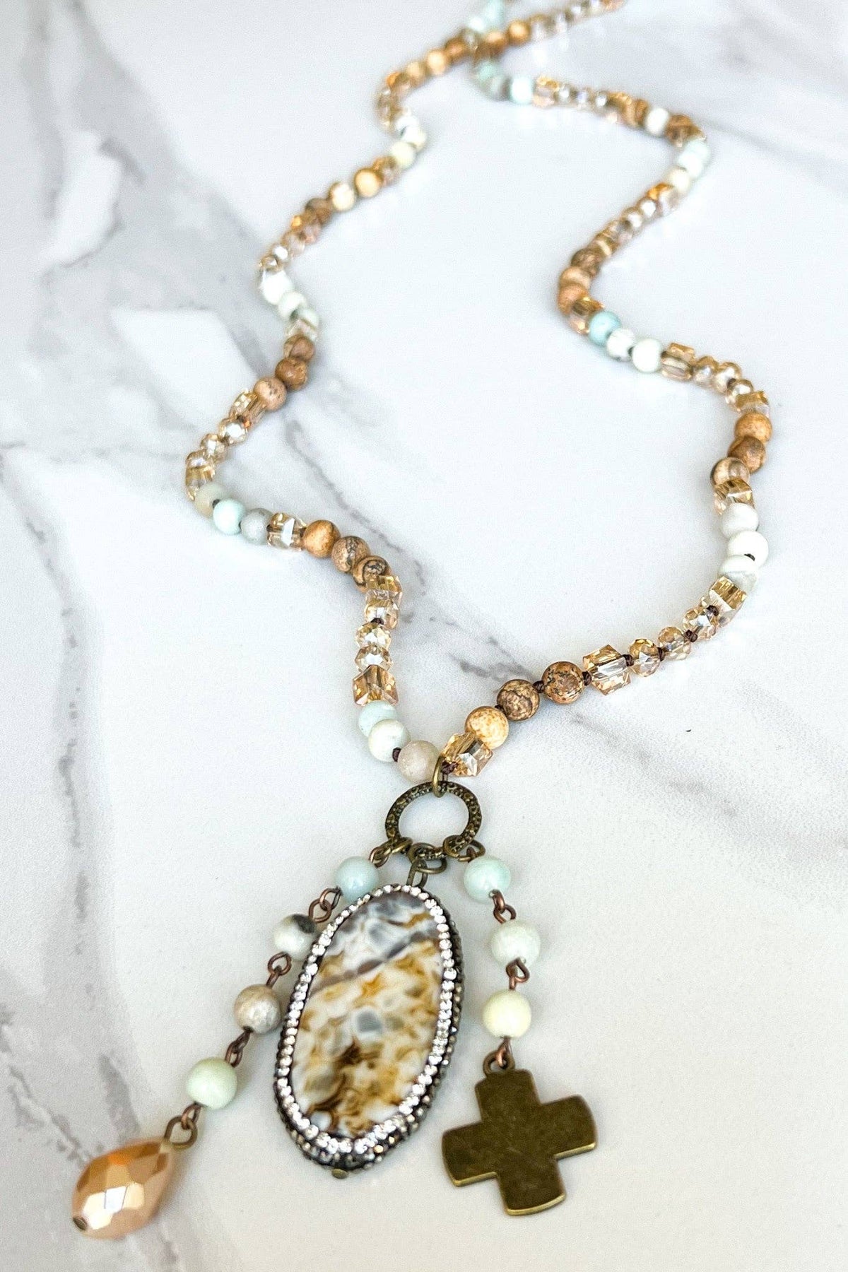 Emma Charm Necklace - Amazonite & Jasper