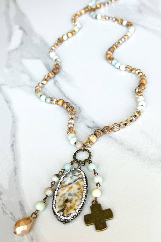 Emma Charm Necklace - Amazonite & Jasper
