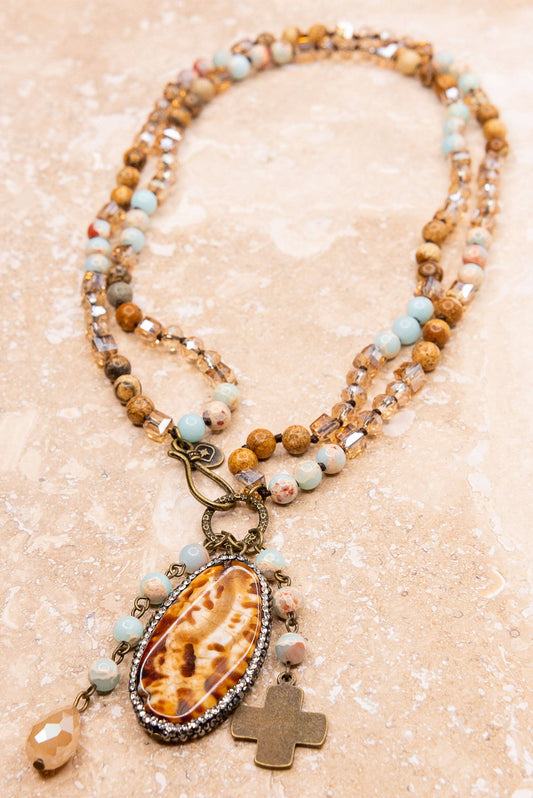 Emma Charm Necklace - Amazonite & Jasper, photo 2 of 8
