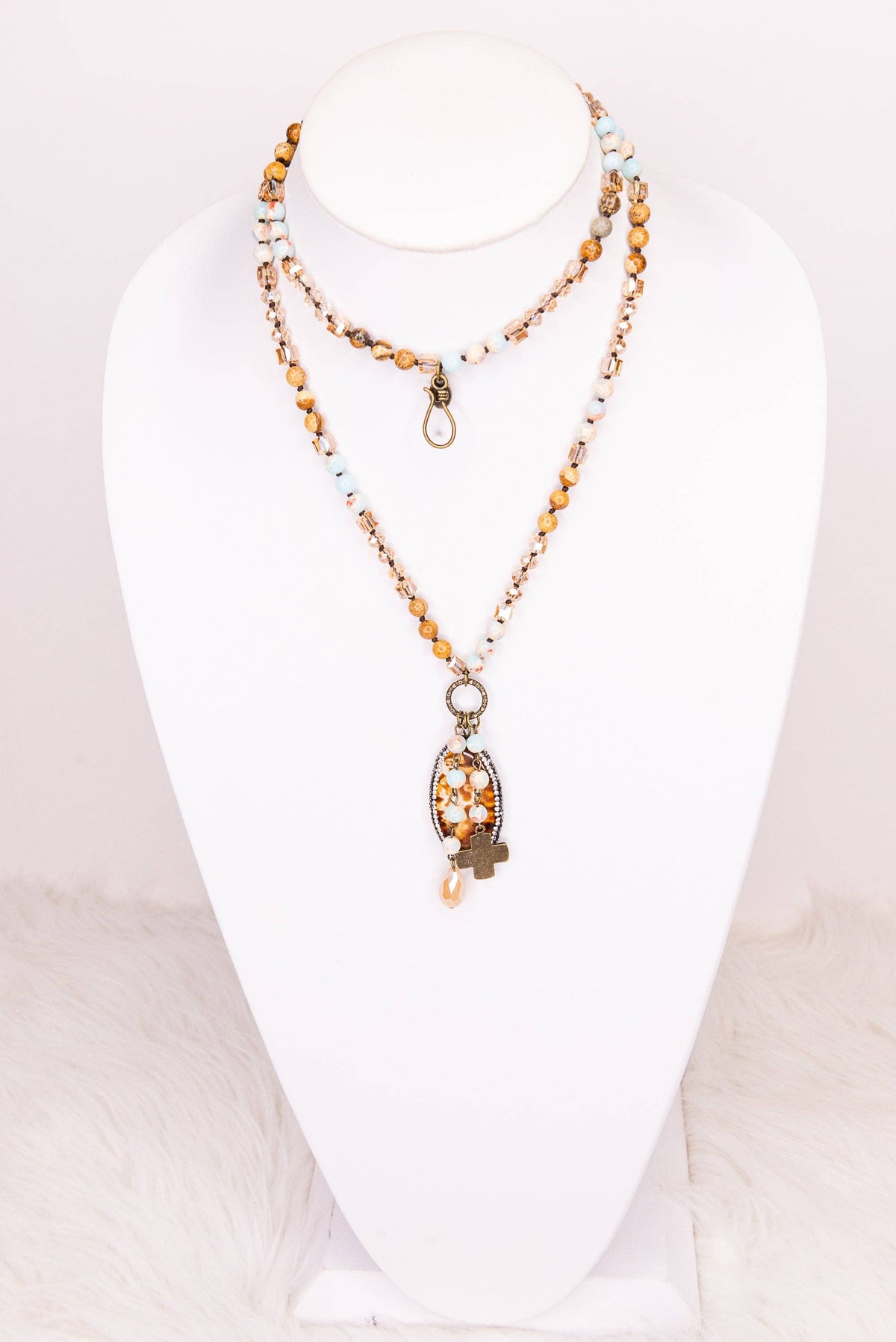 Emma Charm Necklace - Amazonite & Jasper, photo 4 of 8