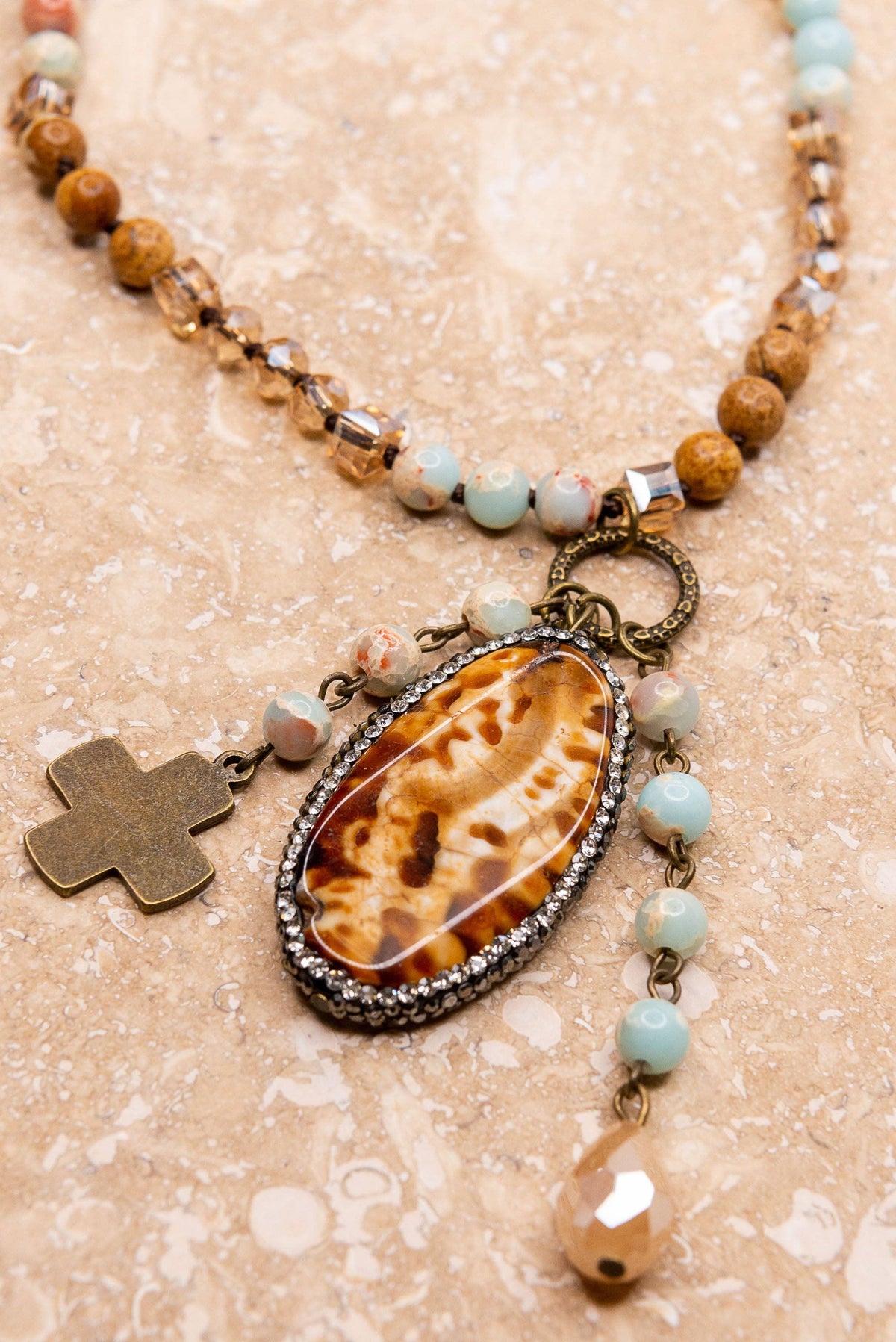 Emma Charm Necklace - Amazonite & Jasper, photo 8 of 8