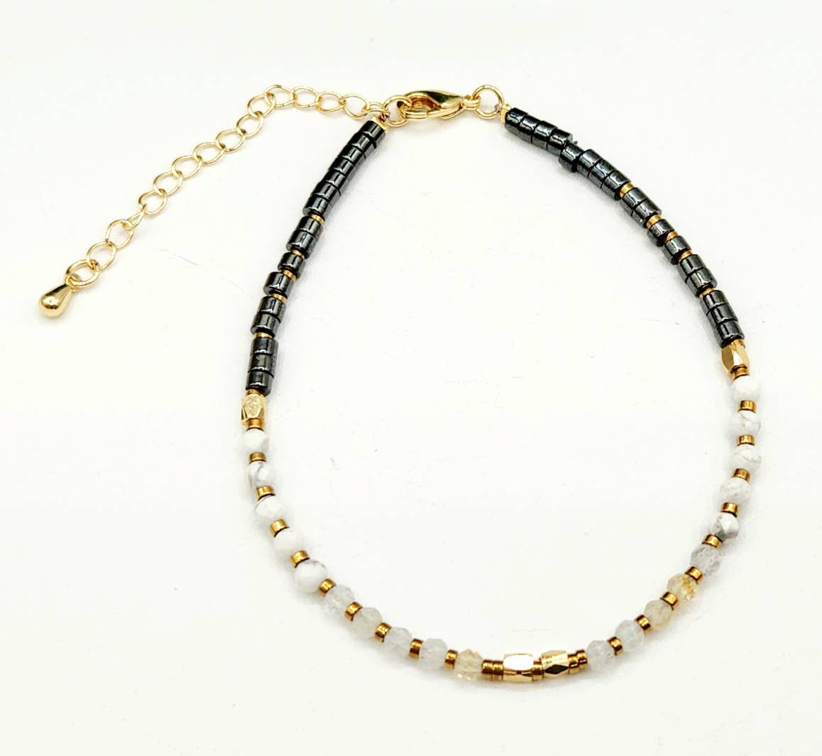 "Empath Protection" Gemstone Bracelet - Citrine, White Howlite & Hematite, photo 2 of 5