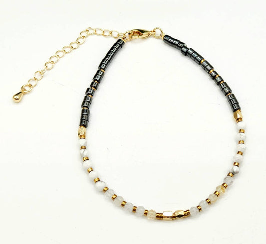 "Empath Protection" Gemstone Bracelet - Citrine, White Howlite & Hematite, photo 2 of 5
