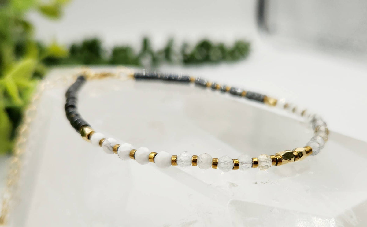 "Empath Protection" Gemstone Bracelet - Citrine, White Howlite & Hematite, photo 4 of 5