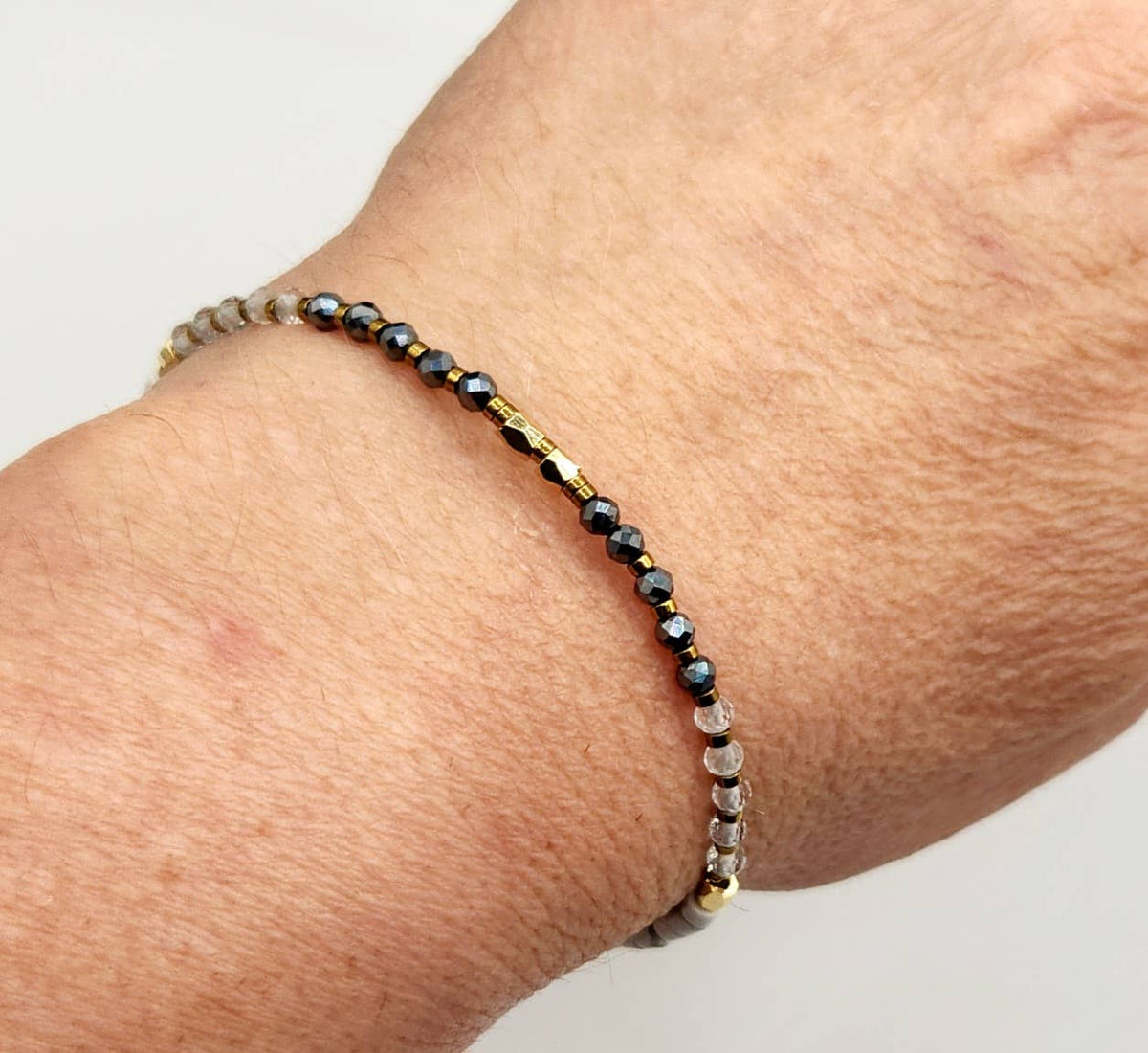 "Empath Protection" Gemstone Bracelet - Terahertz, Clear Quartz & White Howlite, photo 5 of 5