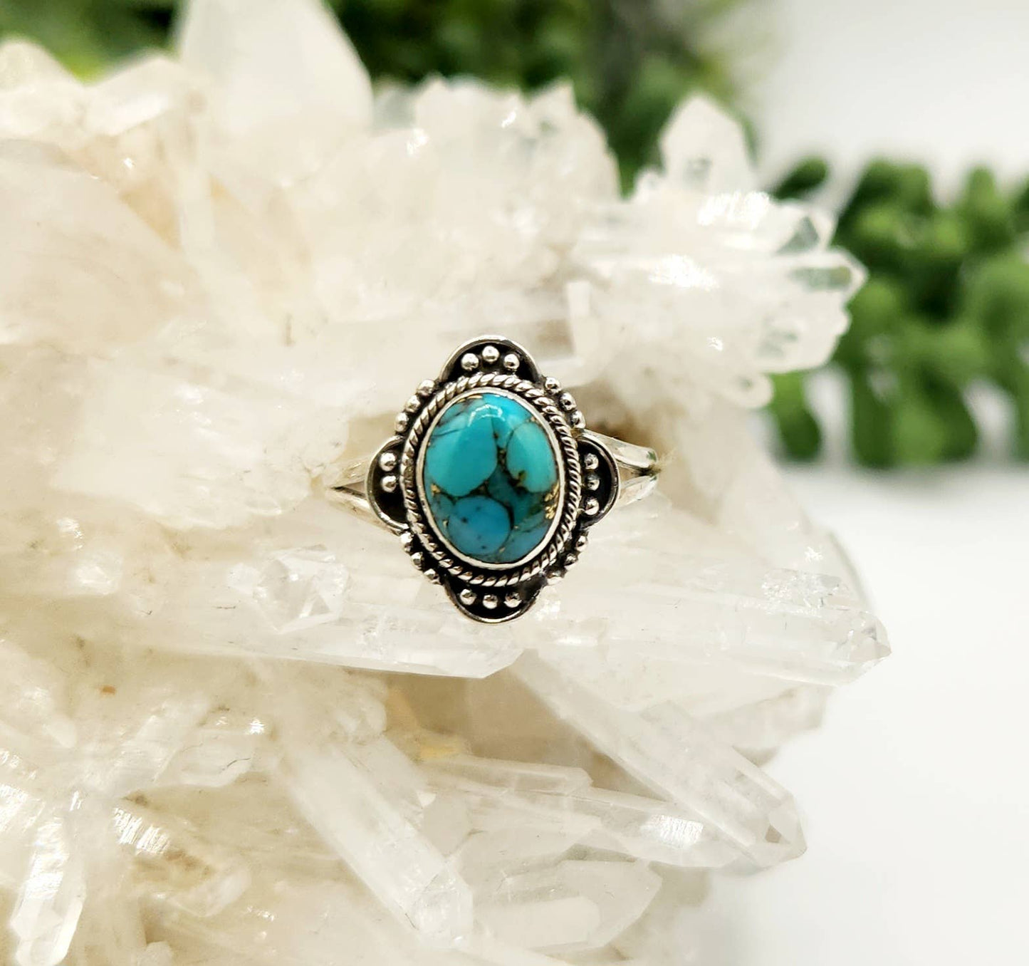 Turquoise/Copper Sterling Silver Ring Size 6