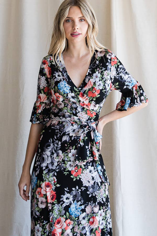 Romantic Whimsy Surplice Maxi Dress