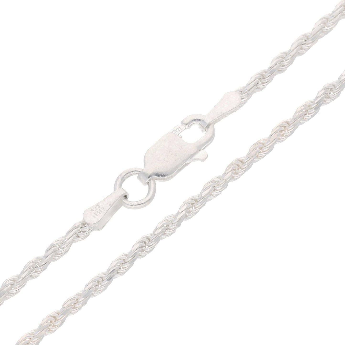2mm Sterling Silver Diamond-Cut Rope Chain Necklace: 20in