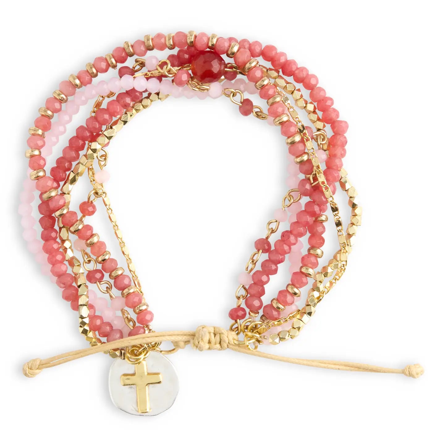 Blush Pink Beaded Prayer Bracelet - 7in