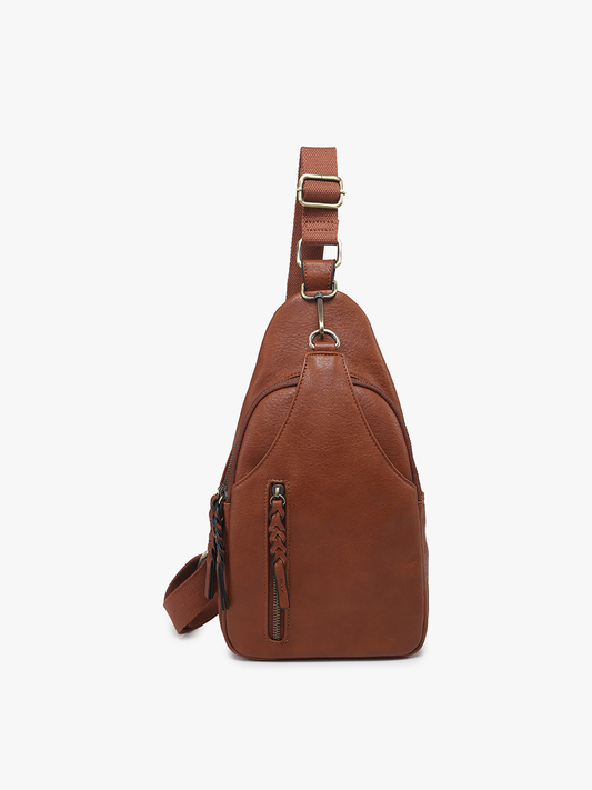 Nikki Dual Compartment Crossbody Sling Bag: Brown