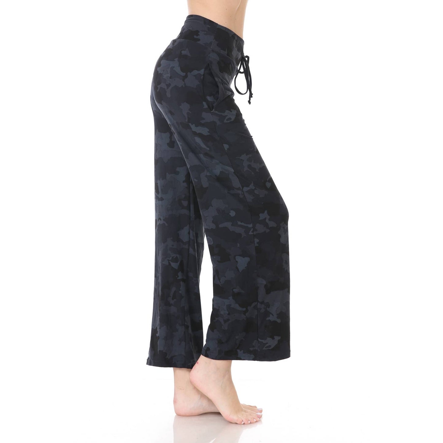 Buttery Soft Print Lounge Pants with Drawstring: Blk Camo