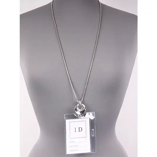 Filigree Open Circle Hammered Metal ID Holder & Necklace, photo 2 of 2