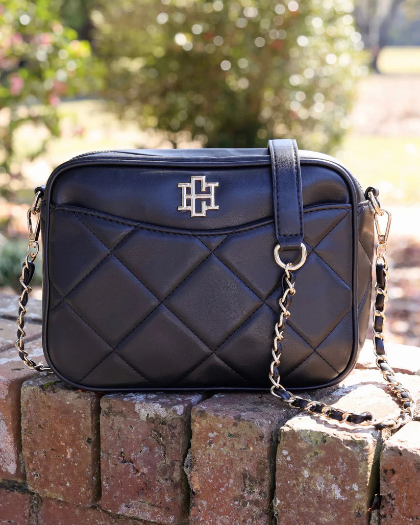 Fiona Quilted Vegan Leather Crossbody - Black