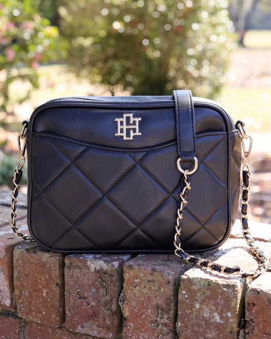 Fiona Quilted Vegan Leather Crossbody - Black