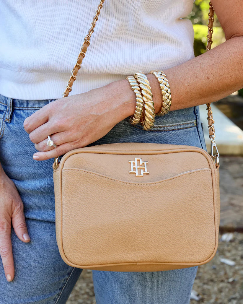 Fiona Pebbled Vegan Leather Crossbody - Tan, photo 3 of 4
