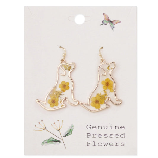 Dog-shaped earrings with real dried flowers, Floral Friend collection