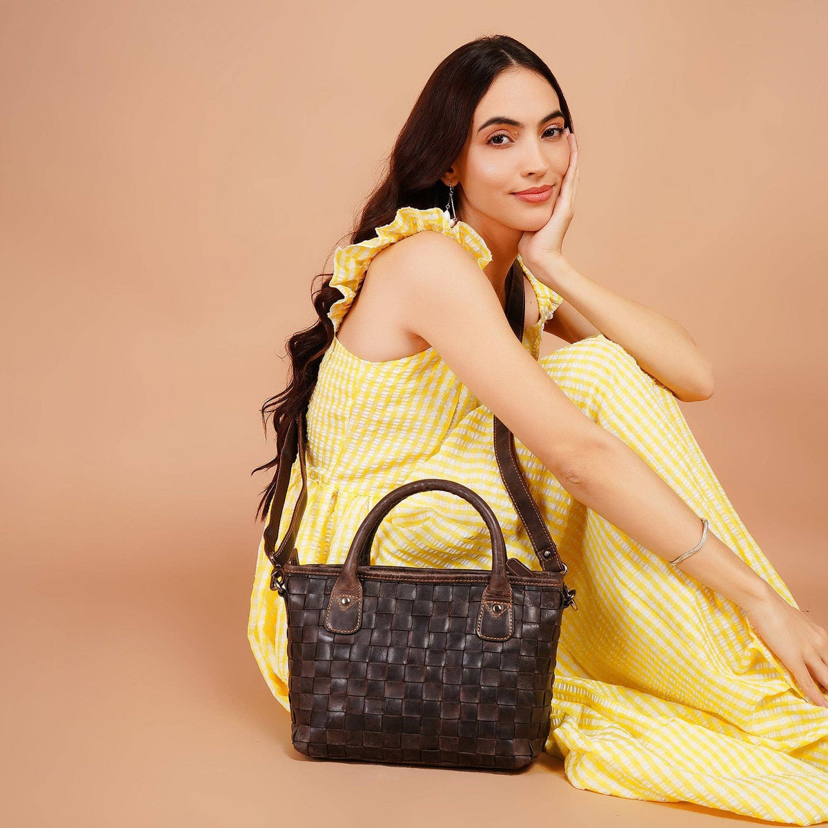Florence Handwoven Leather Tote Bag - Brown, photo 15 of 19