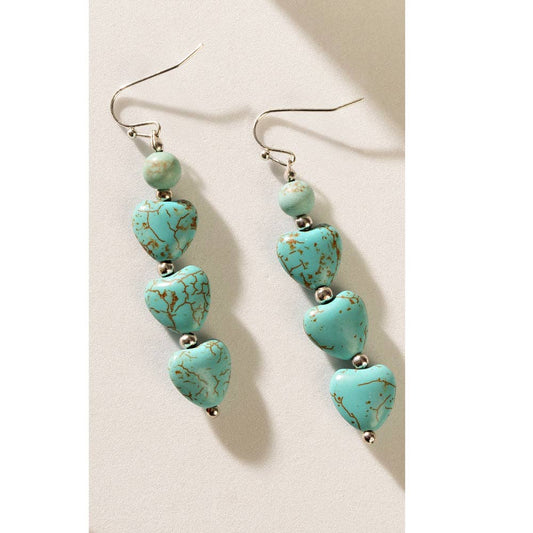 Flowing Hearts Turquoise Earrings - Blue