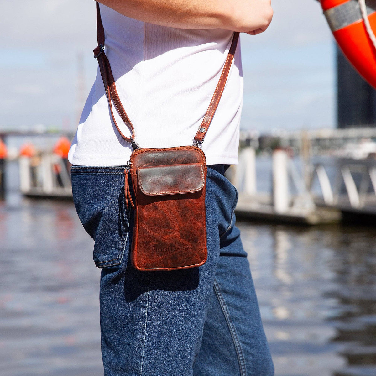 Freya Full-Grain Leather Sling Crossbody Bag - Chestnut, photo 2 of 12