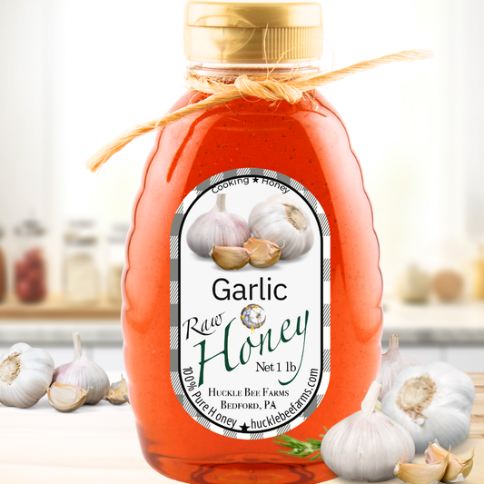 Garlic Infused Raw Honey - 1 lb bottle