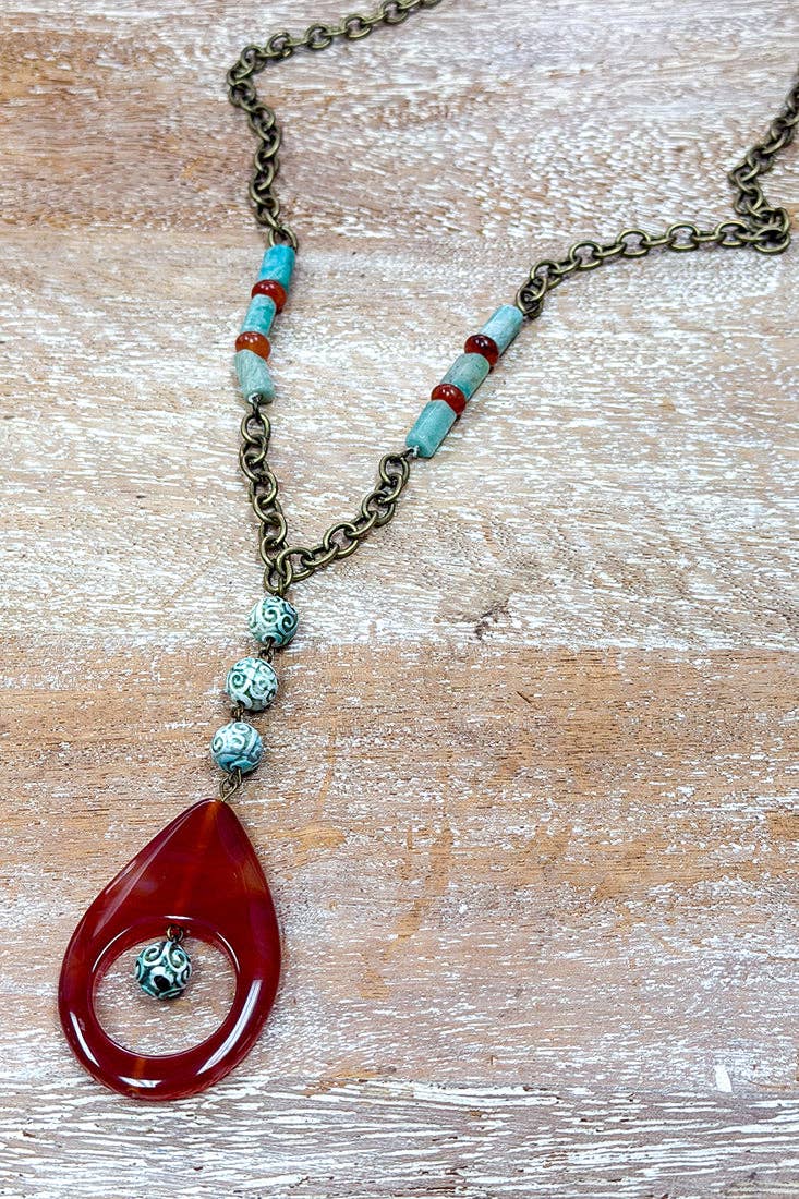 Georgia Long Beaded Necklace - Amazonite