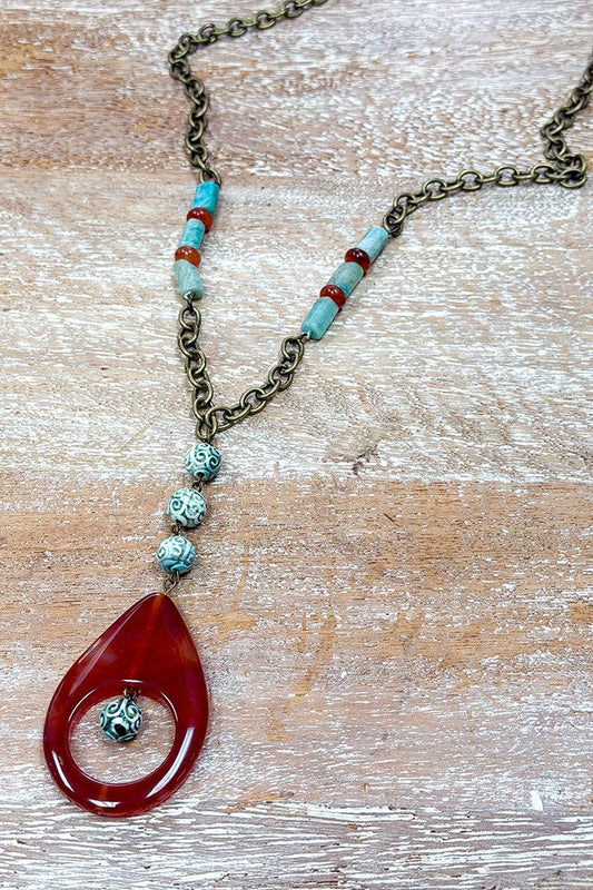 Georgia Long Beaded Necklace - Amazonite