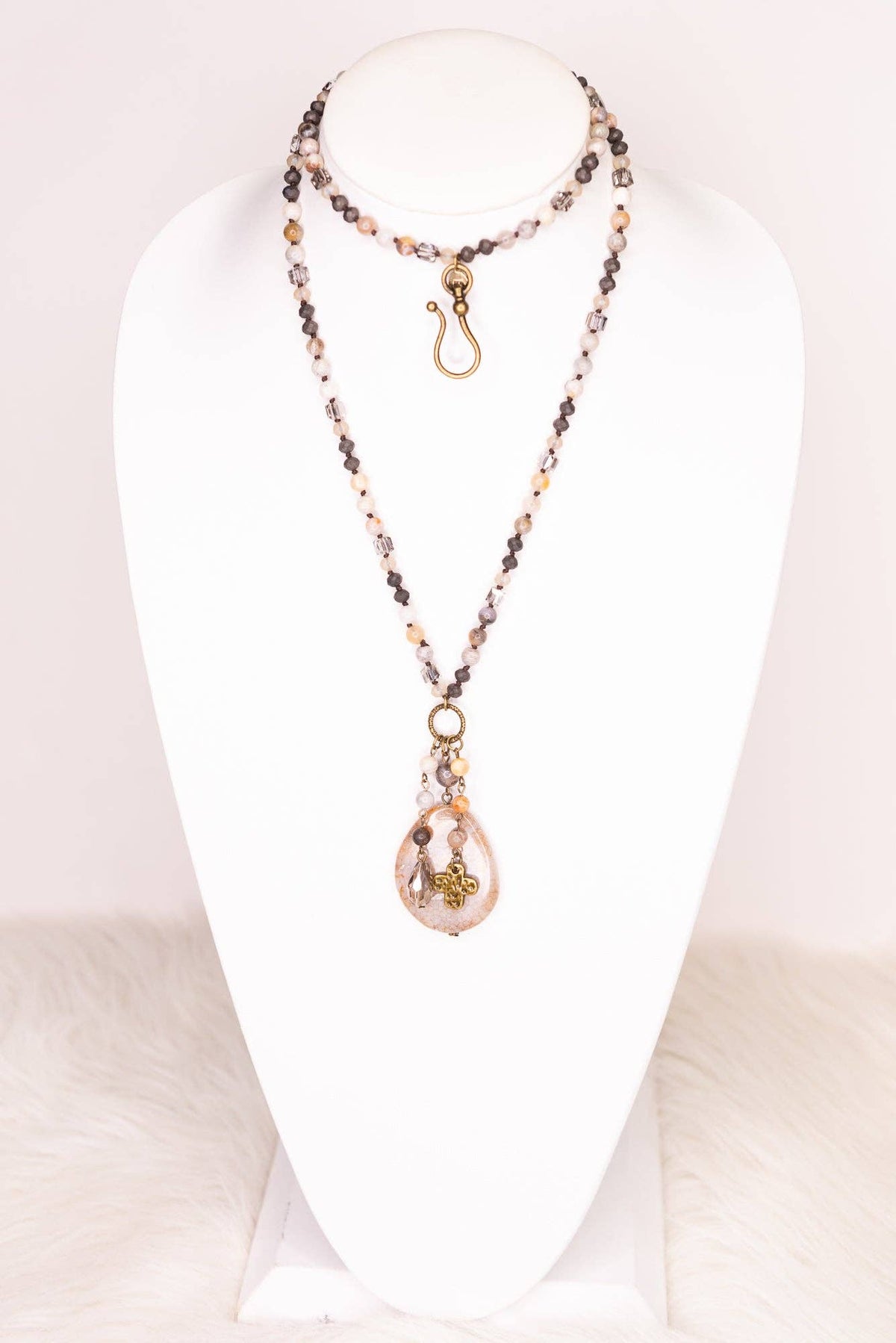 Gizelle Adjustable Charm Necklace - Grey, photo 3 of 6