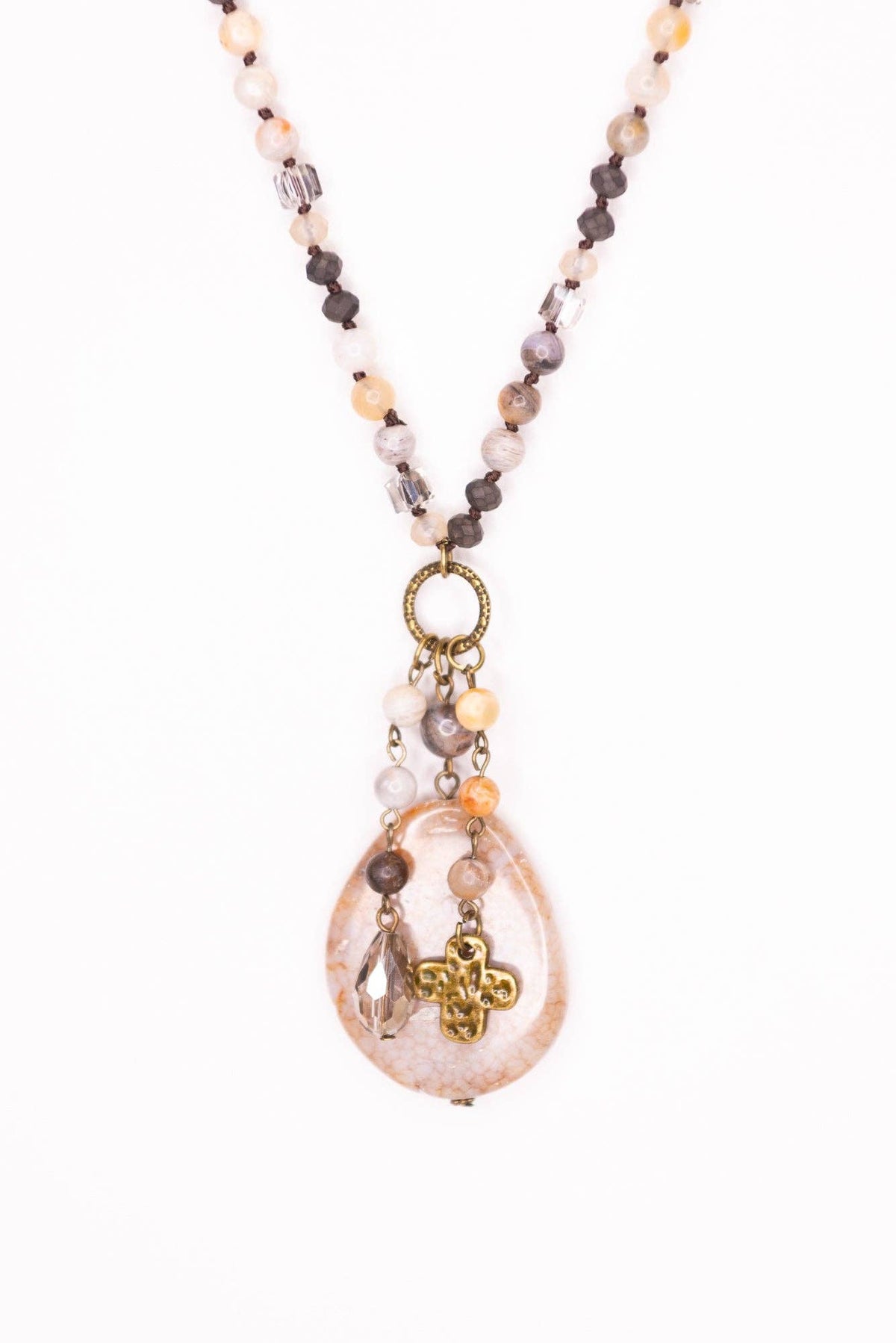 Gizelle Adjustable Charm Necklace - Grey, photo 4 of 6