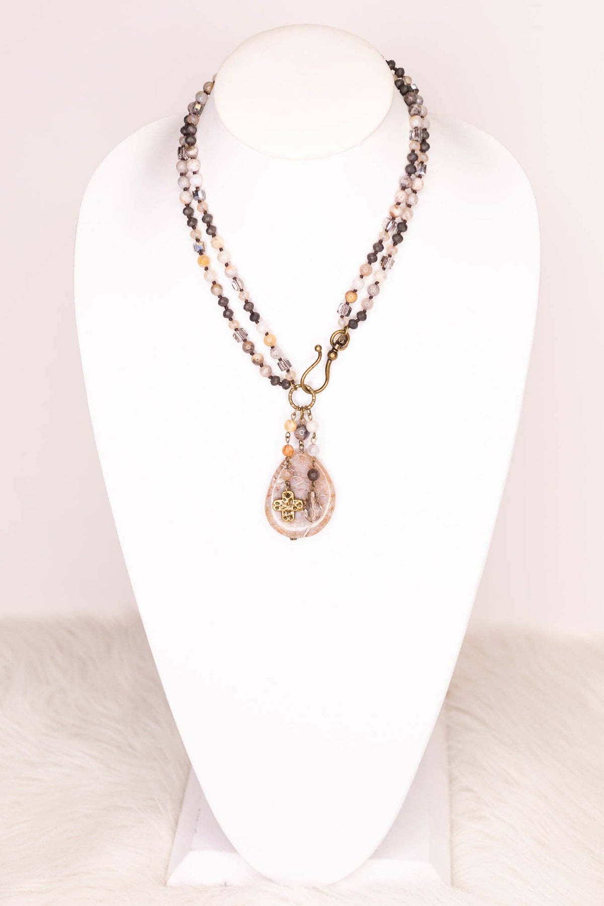 Gizelle Adjustable Charm Necklace - Grey, photo 5 of 6