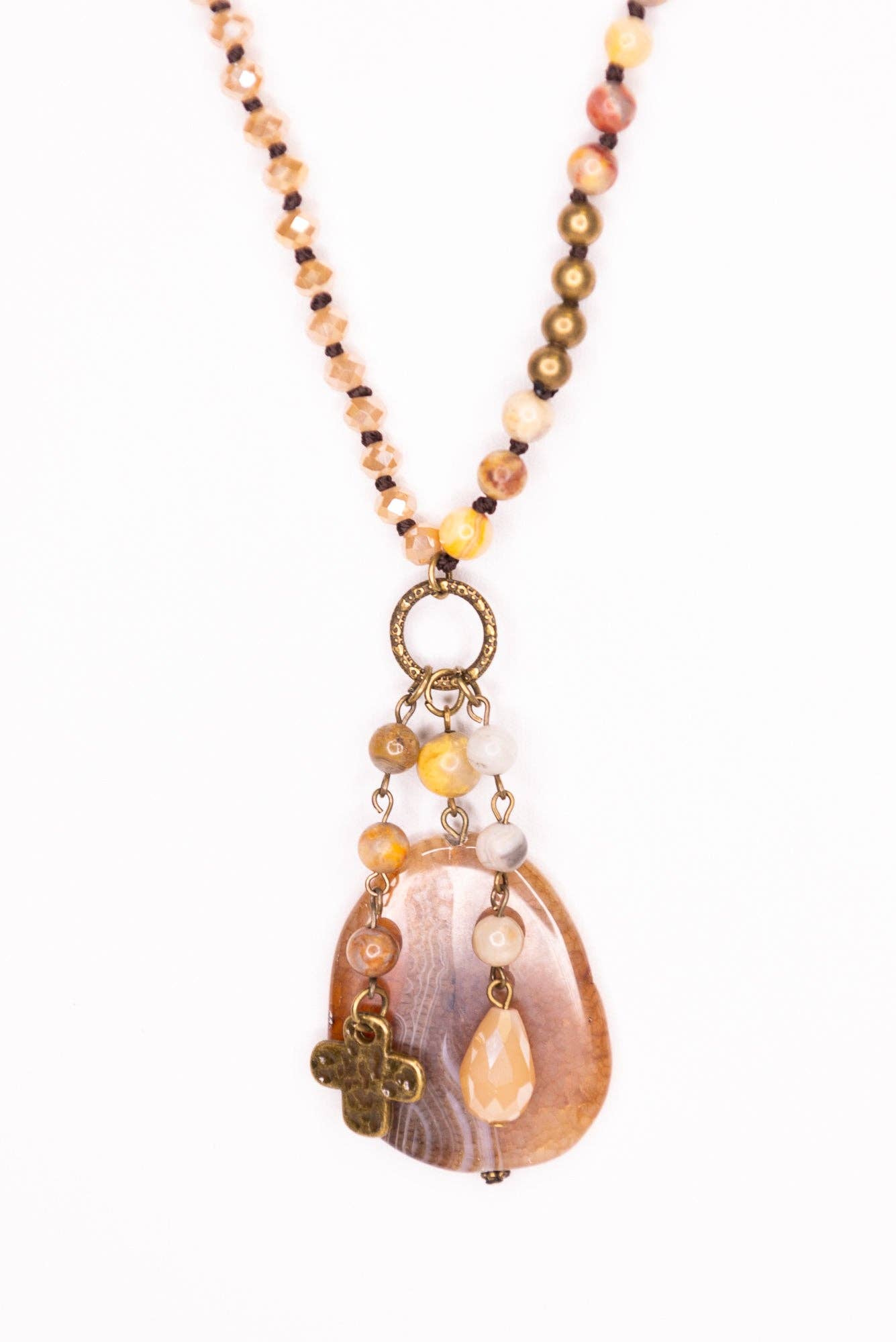 Gizelle Adjustable Charm Necklace - Taupe Mix, photo 5 of 6