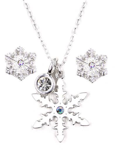 Snowflake necklace with a crystal AB center stone