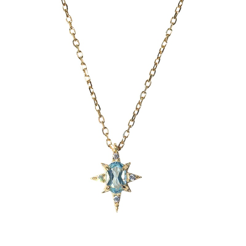 Blue CZ Eight-Pointed Star Necklace - Sterling Silver, photo 5 of 5