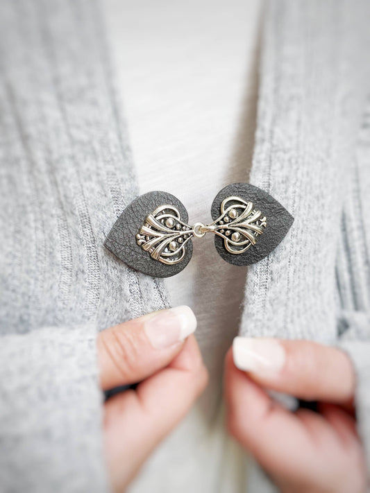 KardiKlips Leather Clothing Cinch Clip - Silver & Gray, photo 1 of 6