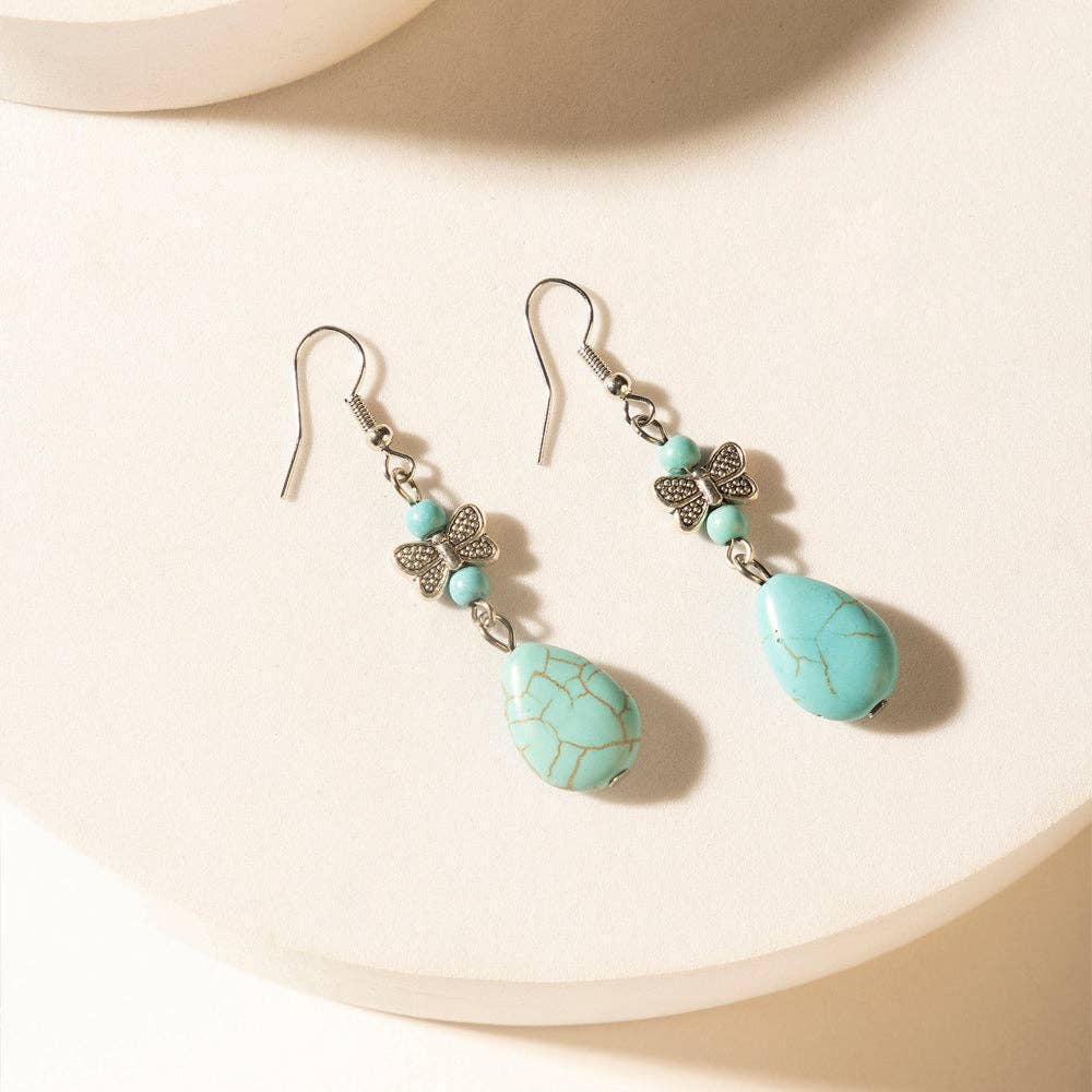 Guardian Spirits Turquoise Drop Earrings - Soft Teal