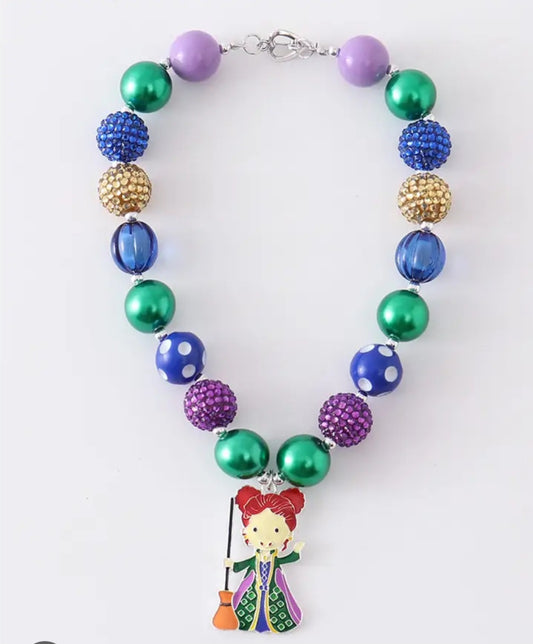 Halloween Witch Bubblegum Chunky Necklace - acrylic beads