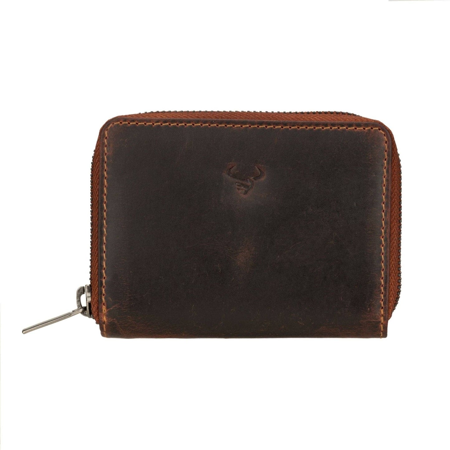 Hazel Full-Grain Leather RFID Zip Wallet - Chestnut