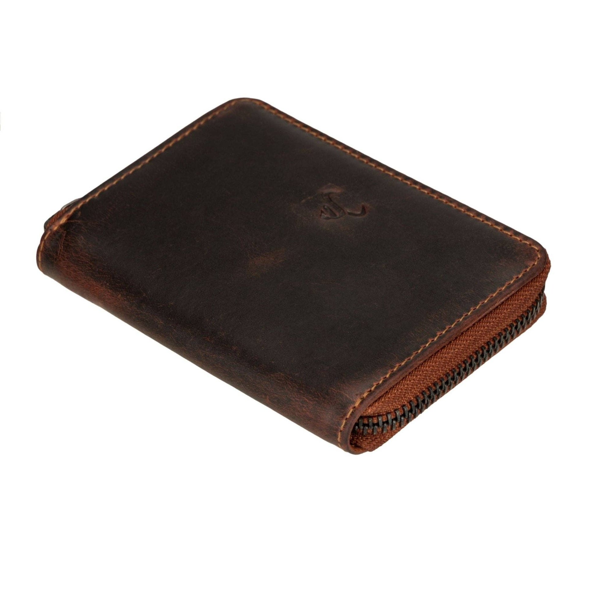 Hazel Full-Grain Leather RFID Zip Wallet - Chestnut, photo 4 of 8