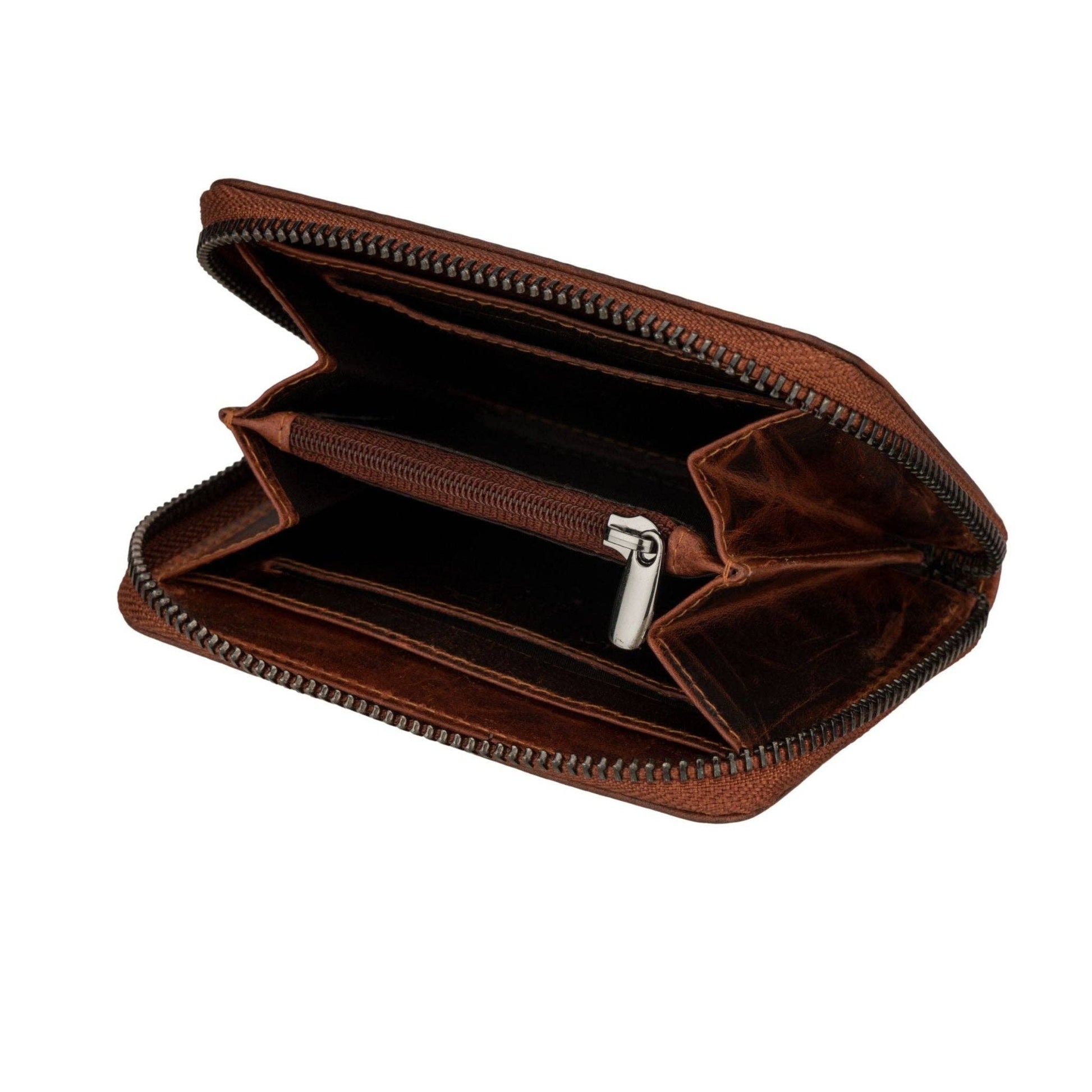 Hazel Full-Grain Leather RFID Zip Wallet - Chestnut, photo 5 of 8