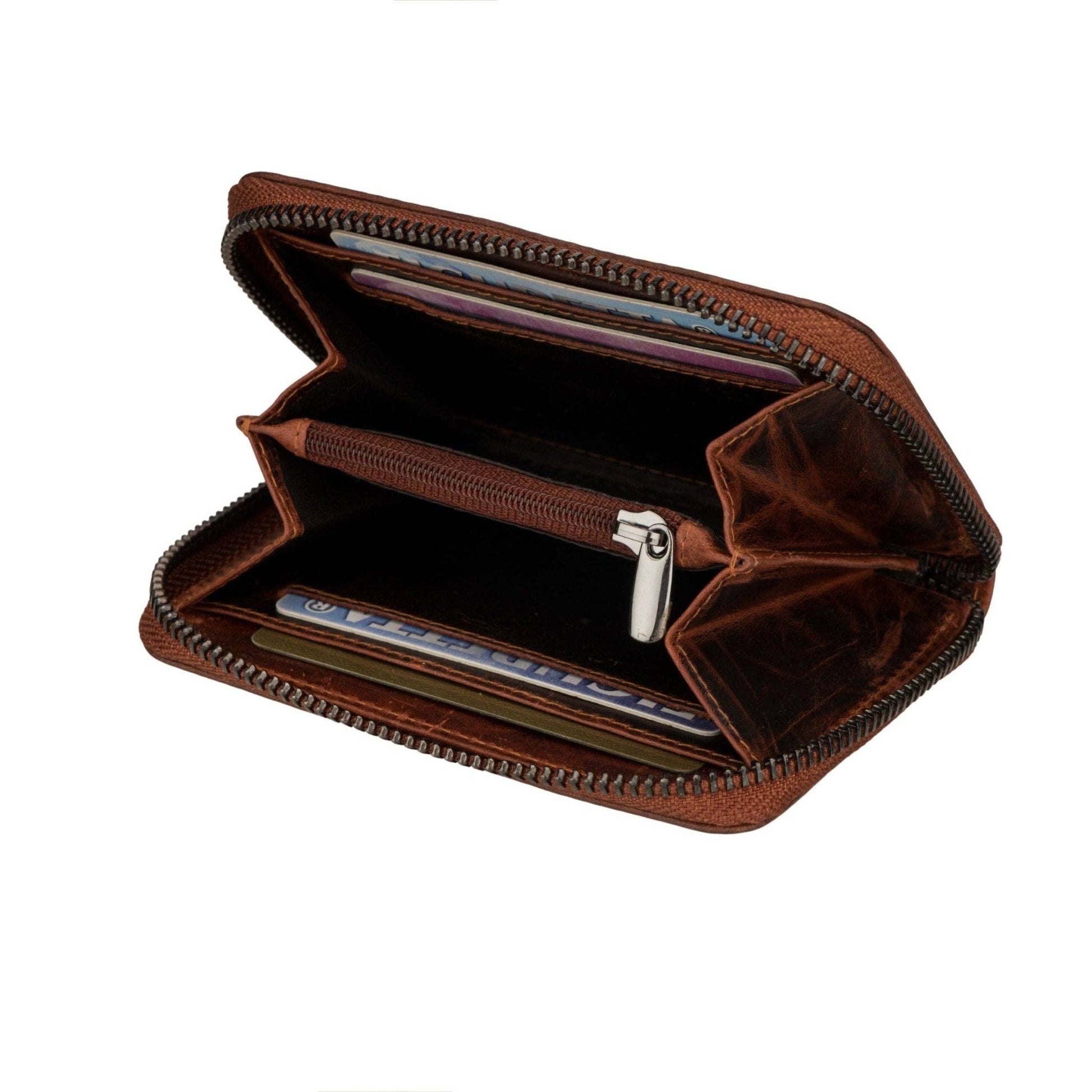 Hazel Full-Grain Leather RFID Zip Wallet - Chestnut, photo 6 of 8
