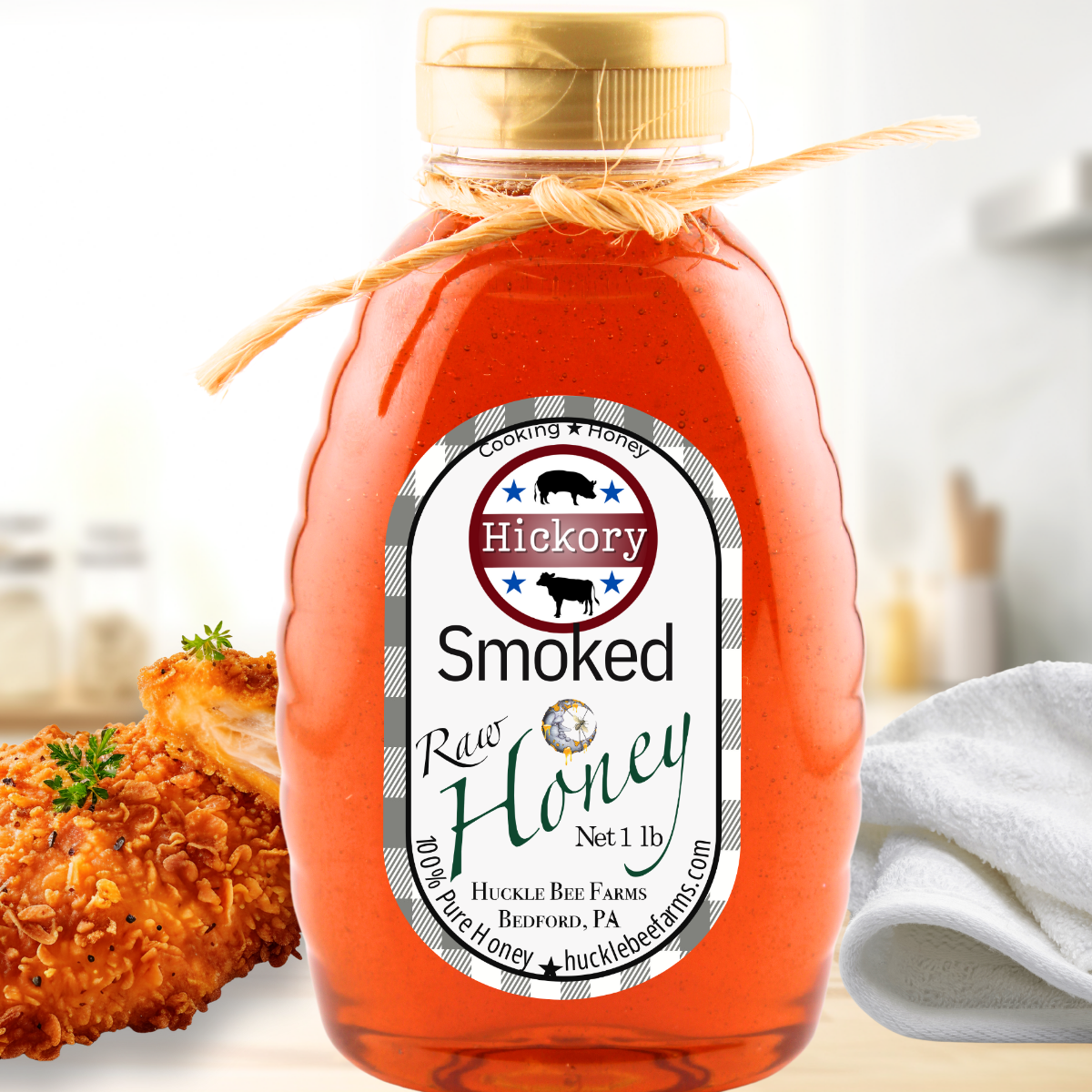 Hickory Smoked Infused Raw Honey - 1 lb bottle