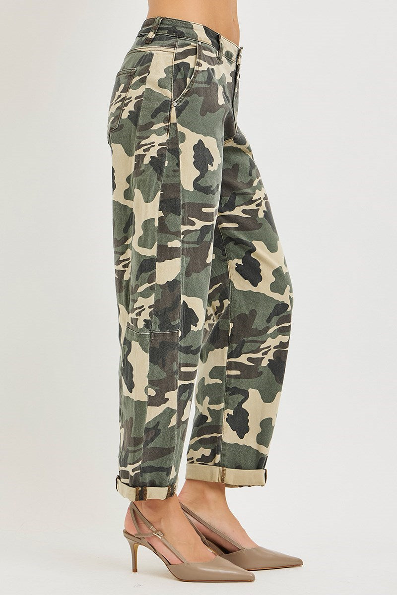 High Rise Barrel Roll-Up Pants - Faded Camo, photo 3 of 4
