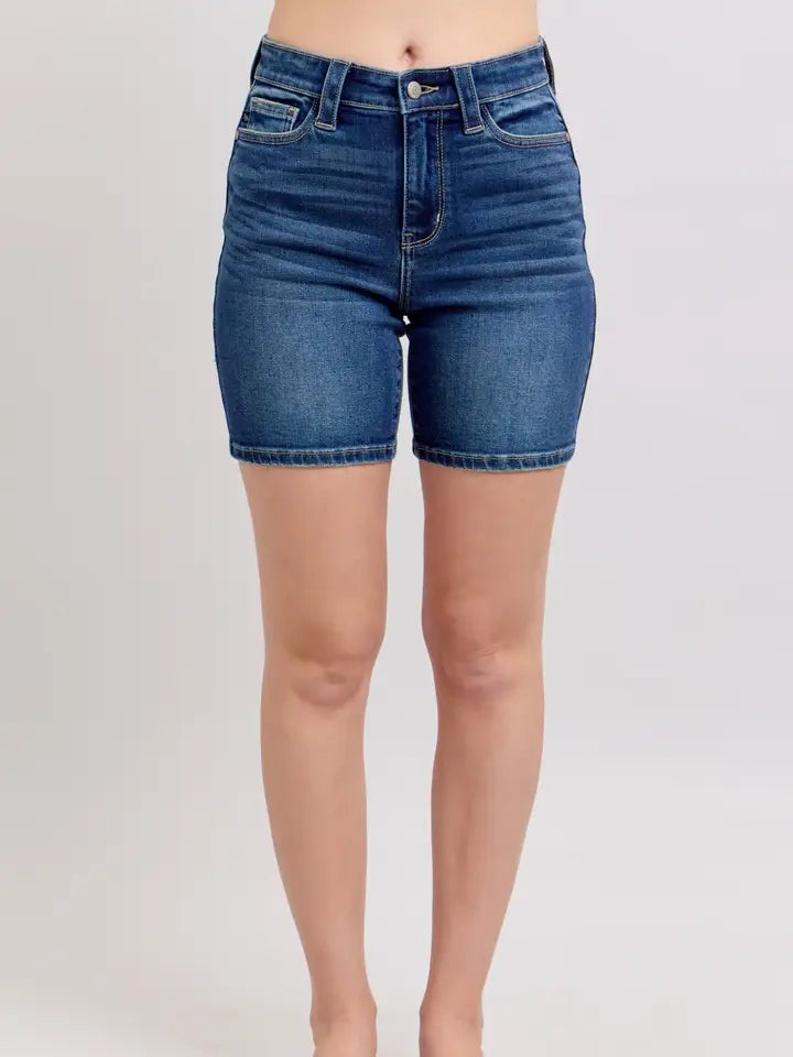 Judy Blue High Waist Bermuda Shorts - Dark Wash