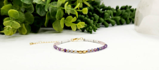 "Inner Peace" Gemstone Bracelet - Fluorite, Amethyst, Rose Quartz & Howlite, photo 1 of 9
