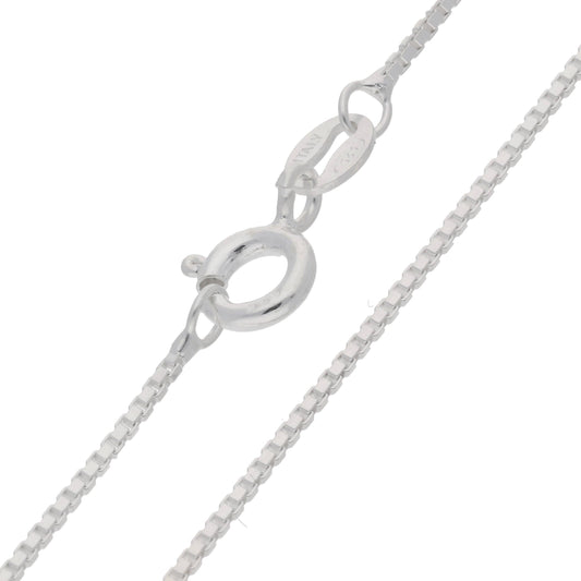 Italian Sterling Silver Box Link Chain Necklace - 18" (1mm), photo 2 of 5