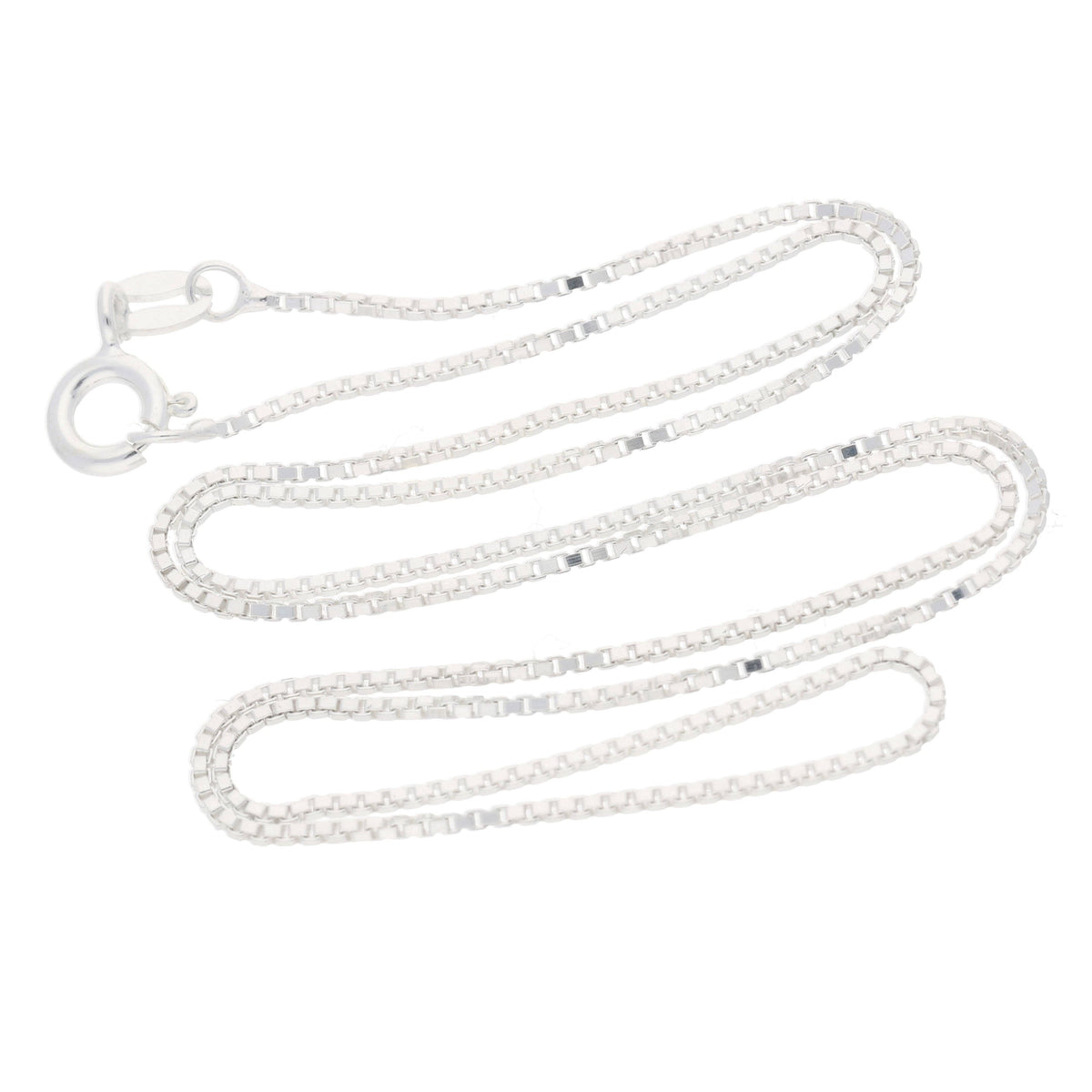 Italian Sterling Silver Box Link Chain Necklace - 18" (1mm), photo 3 of 5