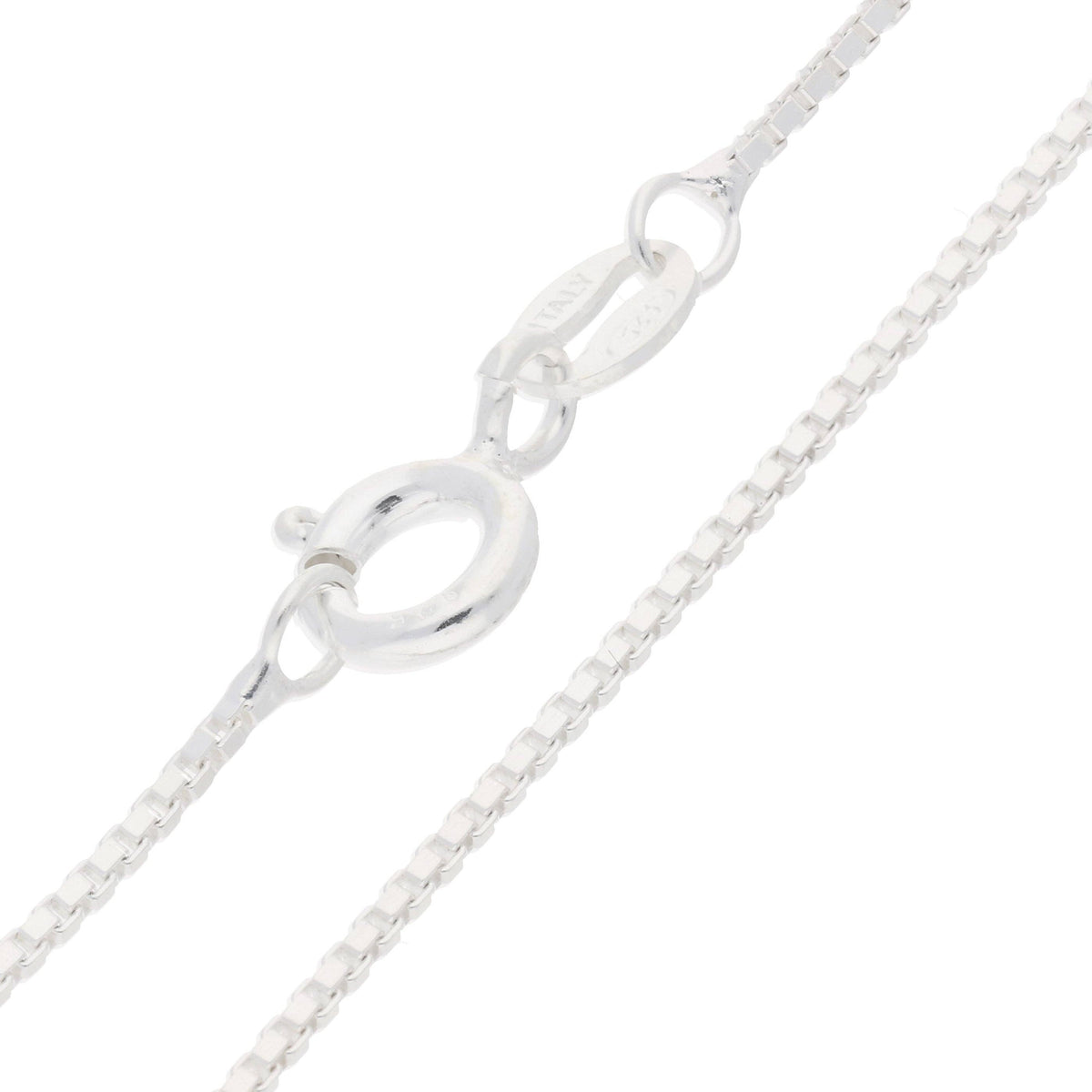 Italian Sterling Silver Box Link Chain Necklace - 18" (1mm), photo 4 of 5