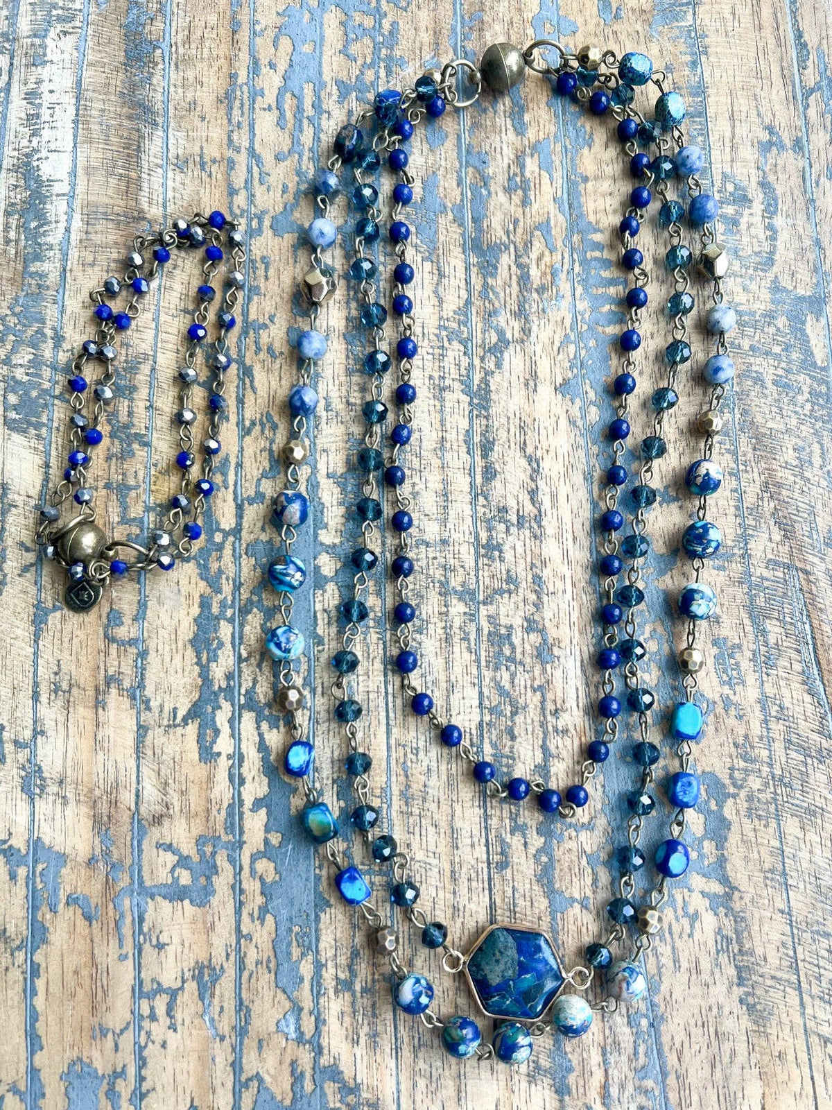 Janet Convertible Beaded Necklace - Blue, photo 4 of 7
