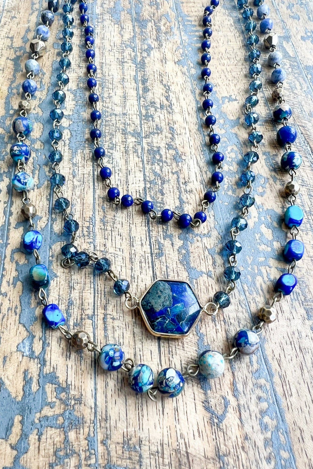 Janet Convertible Beaded Necklace - Blue, photo 5 of 7